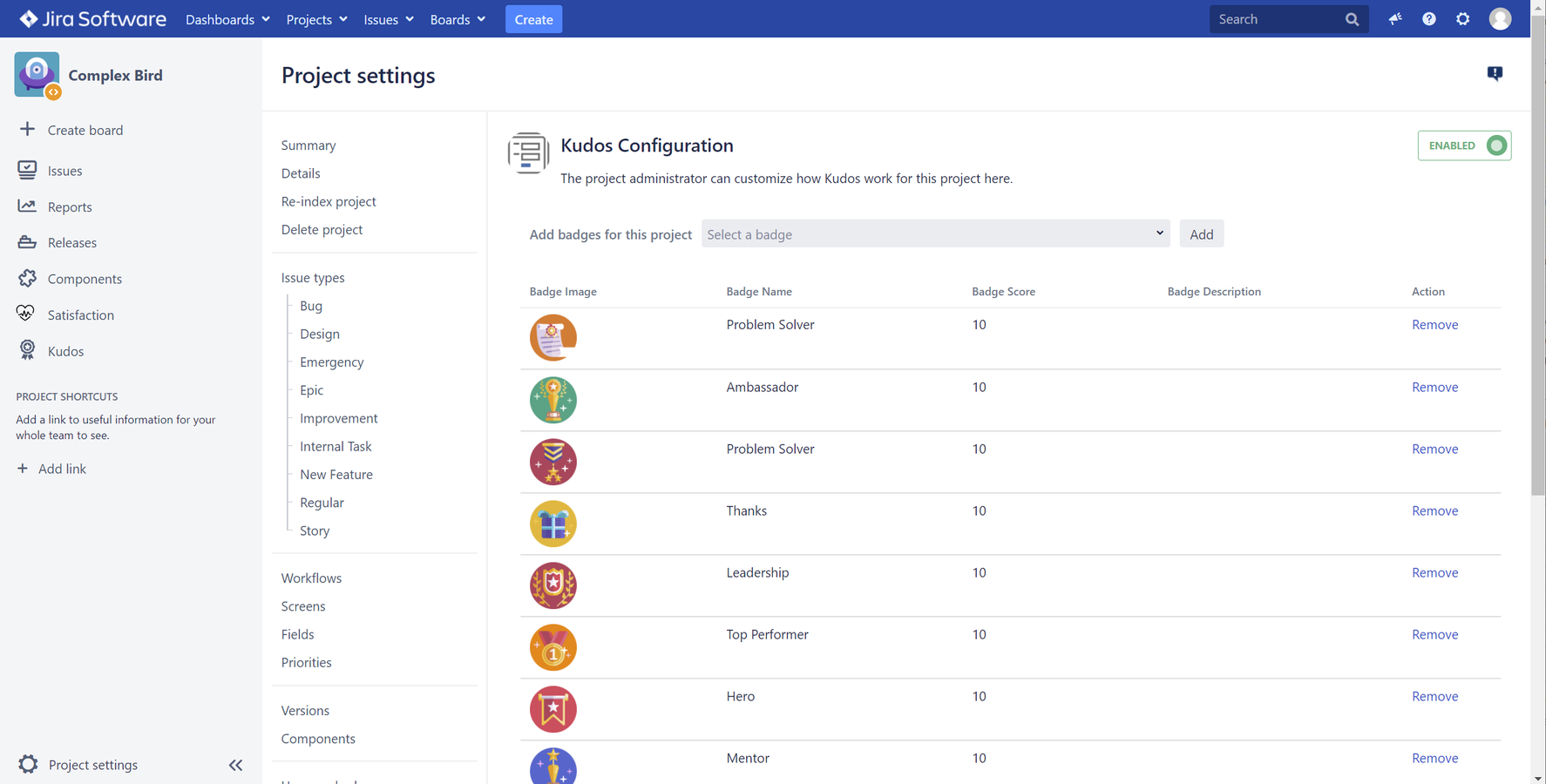 Customize how a Kudos look like per project