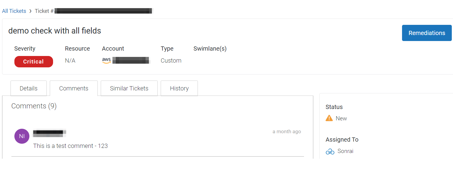 Update Sonrai Ticket(s)