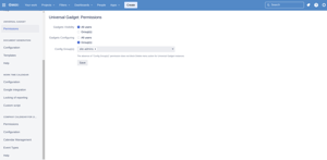 Administrators define who can see or configure Universal Gadget instances.