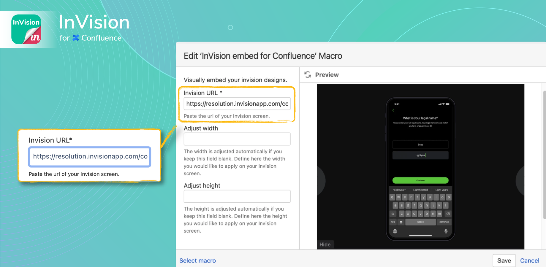 How to embed Invision into Confluence