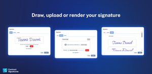 Various ways to sign the contract - draw, upload or render