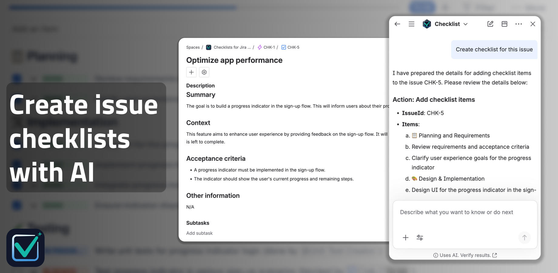 AI-powered checklist creation and management