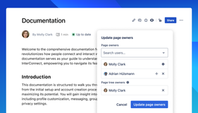 Besides the native Confluence page owner, Breeze supports multiple page owners and ownership of entire page trees.