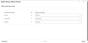 If you have enabled "Edit Work Items Link" previously, this screen pops up and allows you to alter the link relationship between work items