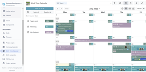 Open your Work Time calendar in a project context view to see events that correspond to the current project.