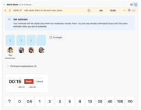 Run a timed re-estimation round for disputed work items, keep votes hidden until reveal, and help teams align on outliers without restarting the game or scheduling another meeting.