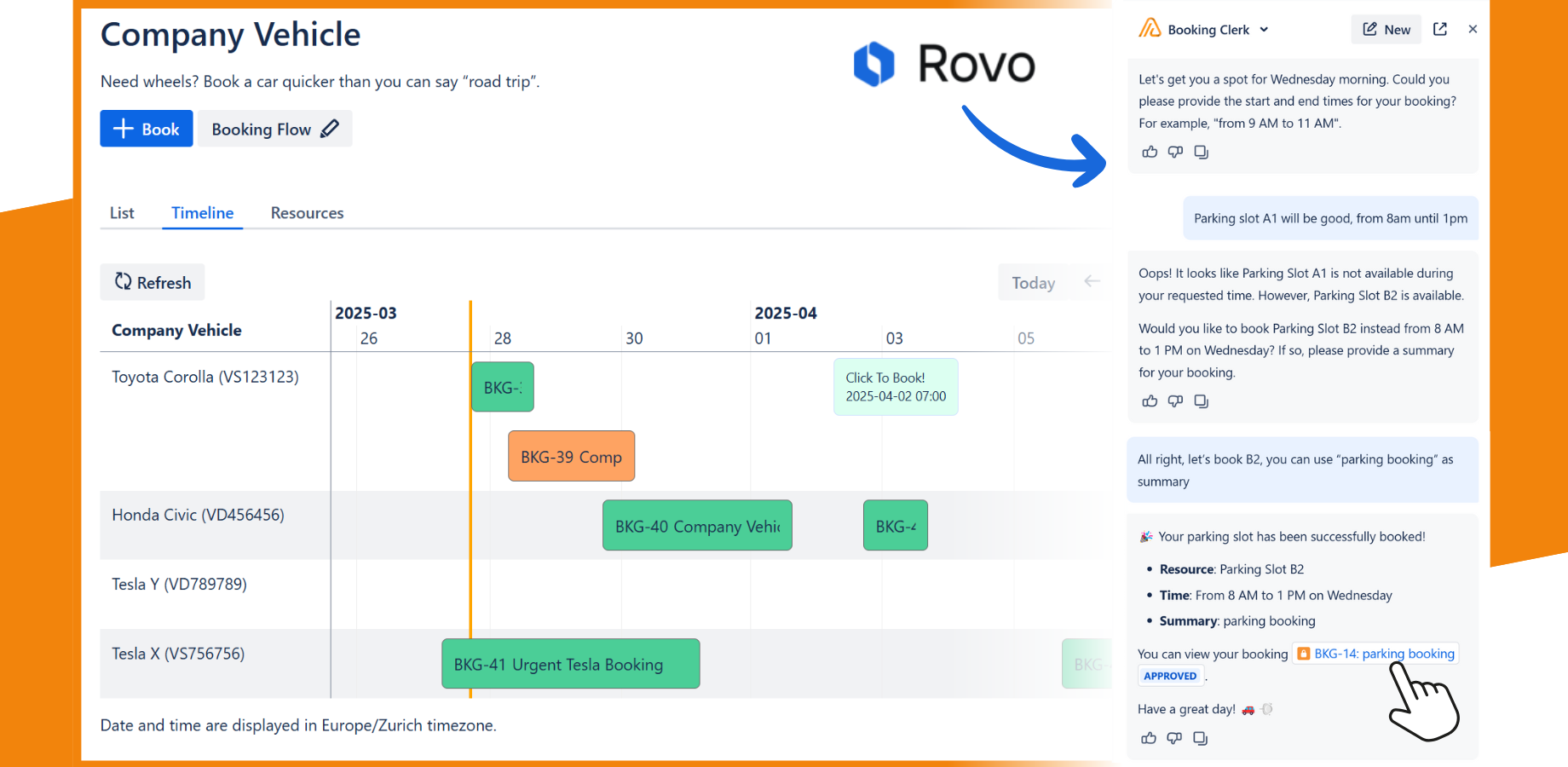 Timeline and Rovo Agent for booking your resources