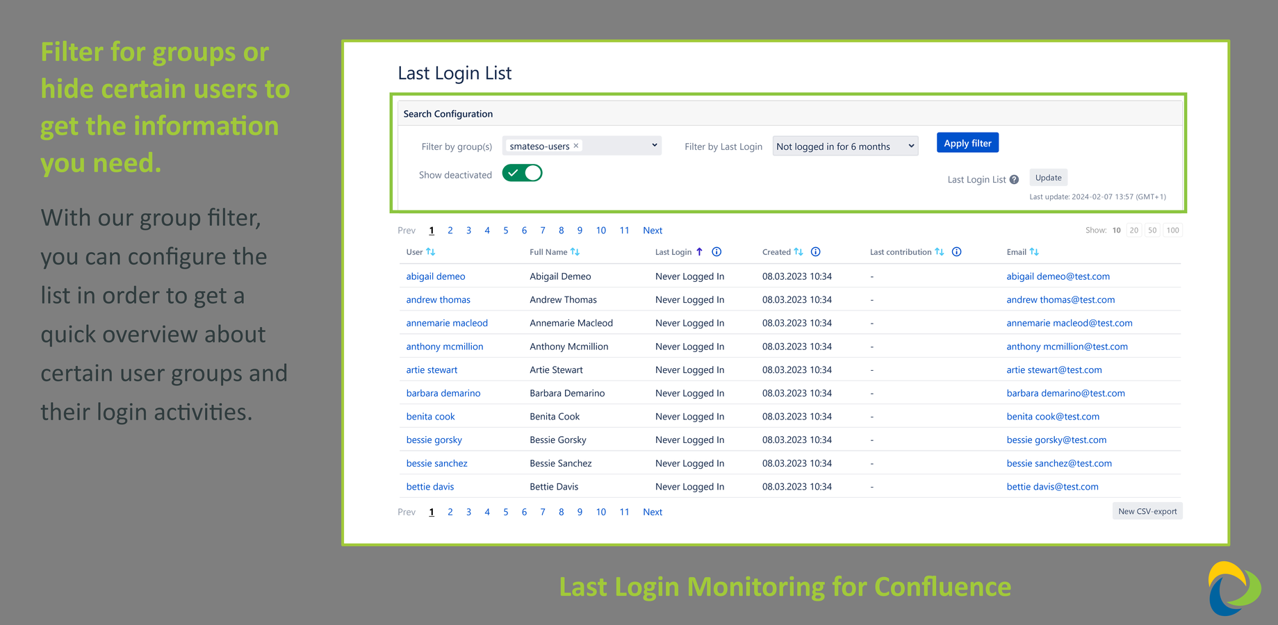 Use filters to narrow the list down and get the information you need.