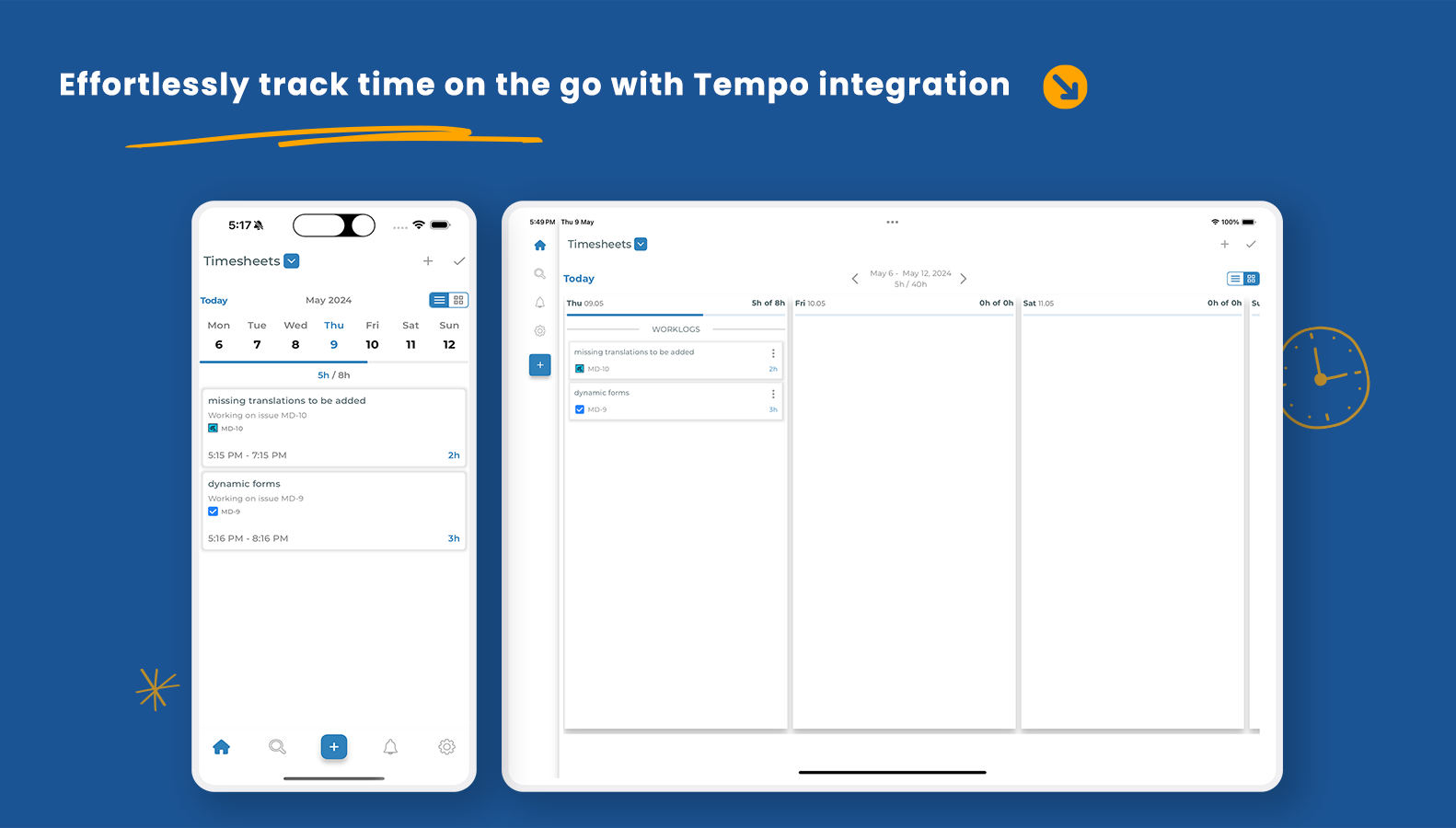Effortlessly track time on the go with Tempo integration.