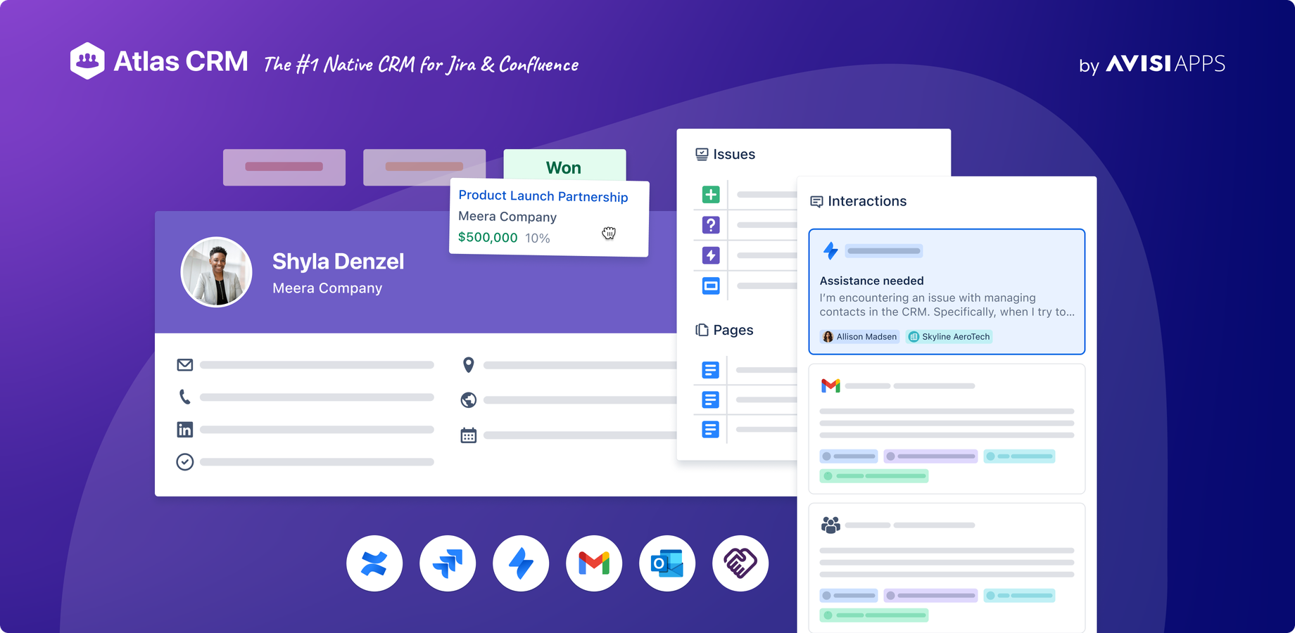 Jira tracks your work. Confluence stores your knowledge. Atlas CRM manages your customer relationships. Skip the spreadsheets, third-party CRMs, or connector apps. Your team deserves a CRM that’s part of the system.