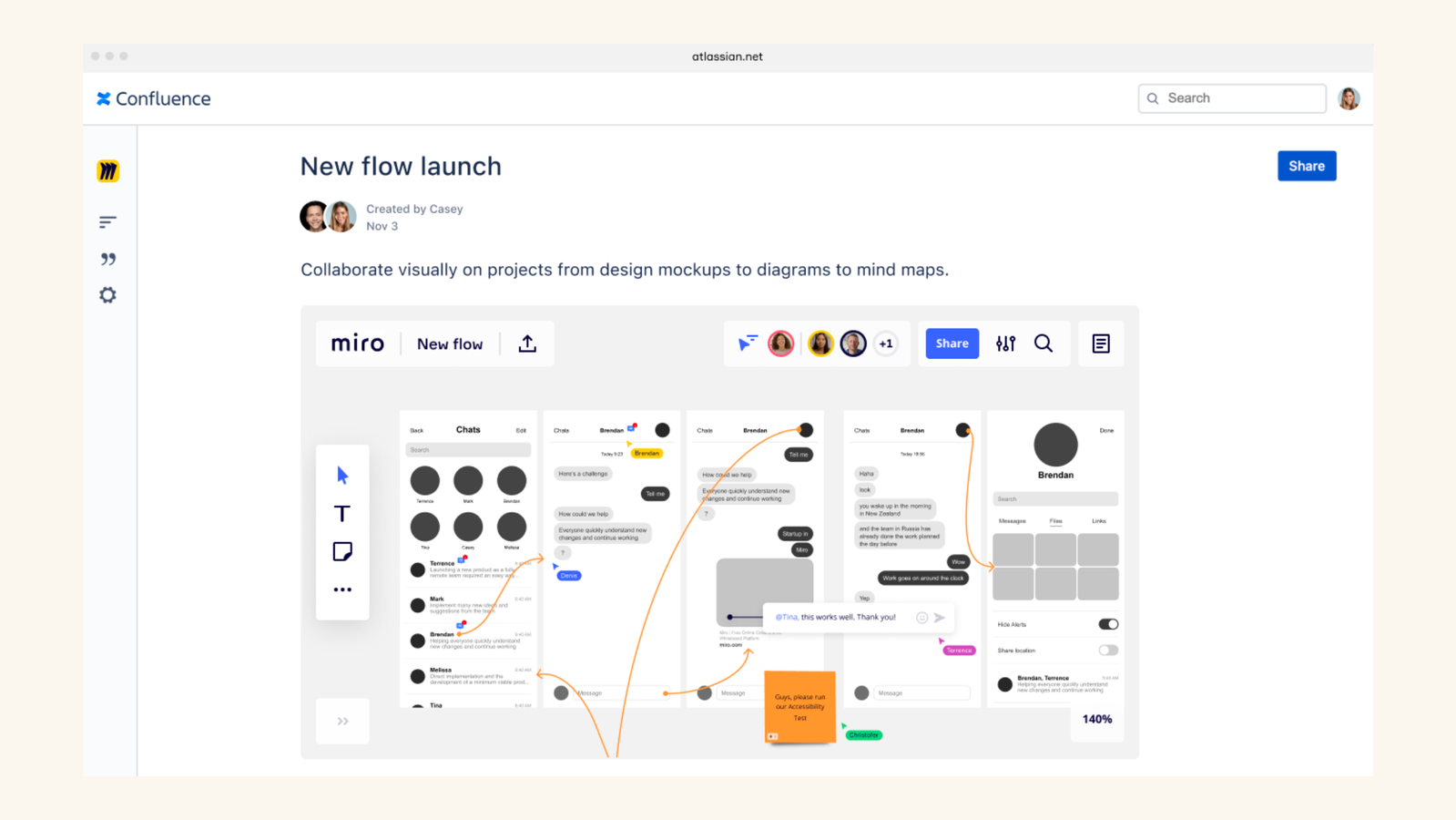 Embedding a live Miro board into a Confluence page.
