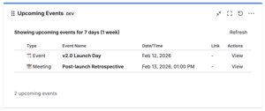 Upcoming events gadget