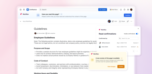 Every approval is recorded with reviewer, version and timestamp, and the log is exportable and filterable. Read confirmations are stored per version, and go stale automatically when a new version publishes.