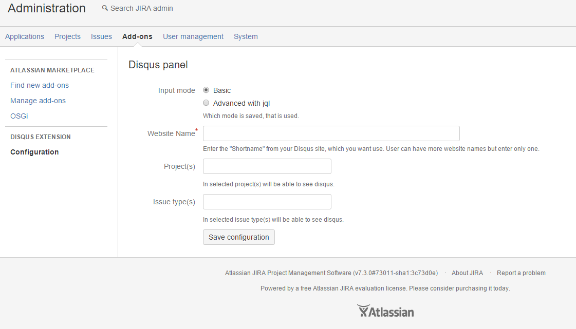Basic configuration mode