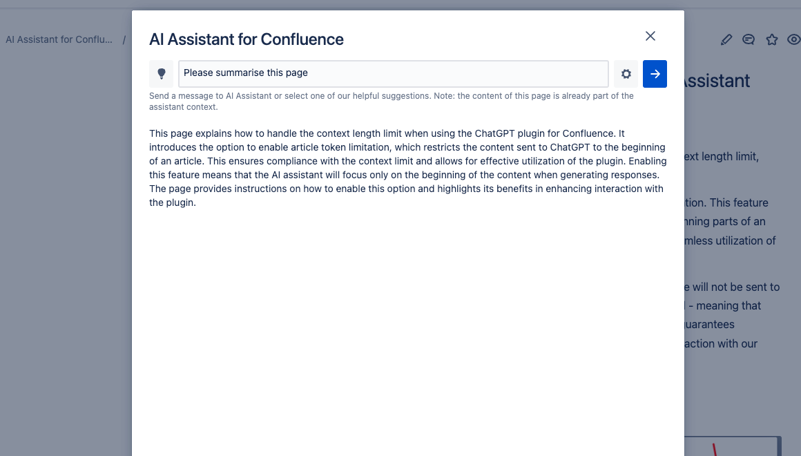 AI Assistant is at your service, ask it any question and you will get a response from ChatGPT.
