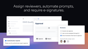 Assign reviewers, automate approval prompts, and require e-signatures in Confluence to streamline policy approvals and strengthen compliance governance.