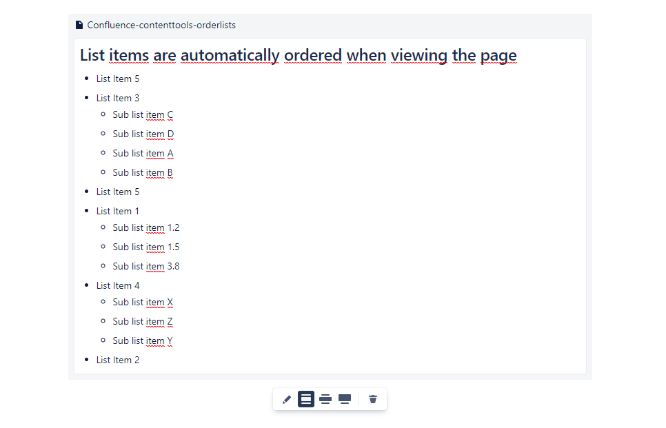 List items are automatically ordered (ascending or descending).