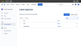 Filter the list of labels