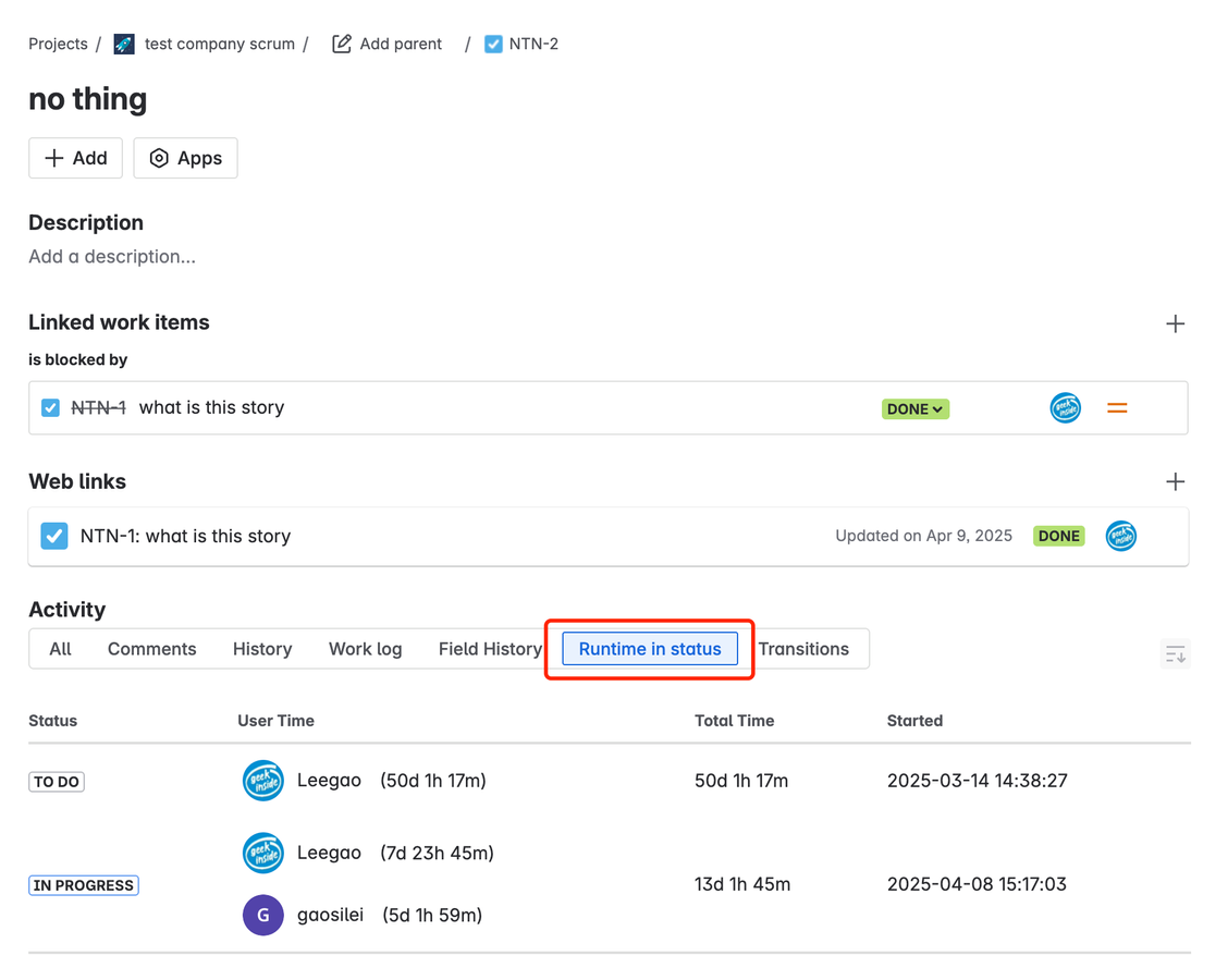 Runtime in Status