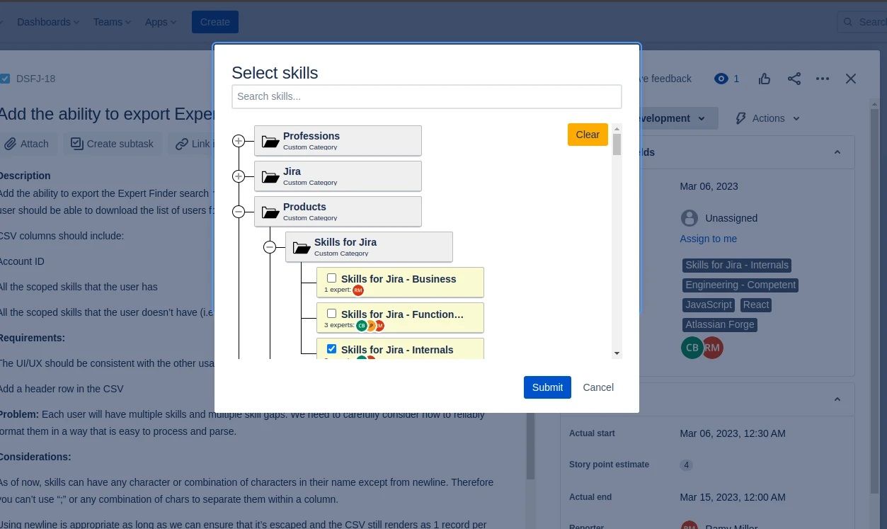 “Skillset” fields let you configure skill requirements for your tasks, see all experts qualified for the task right on the issue screen or refer to them in automation and workflows.