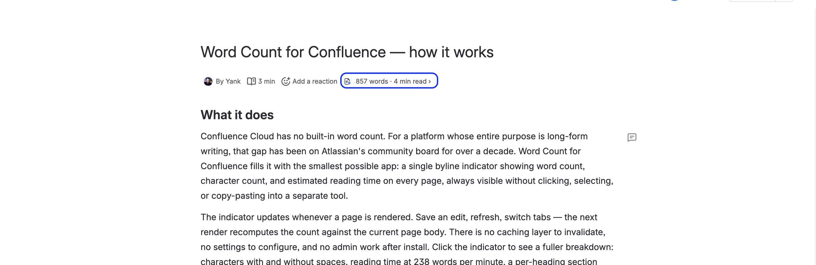 The byline label sits next to the avatar and timestamp at the top of every Confluence page. Click for the full breakdown
