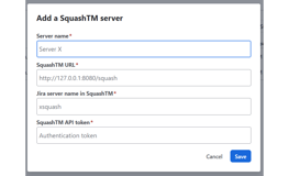 Form for adding a new SquashTM server