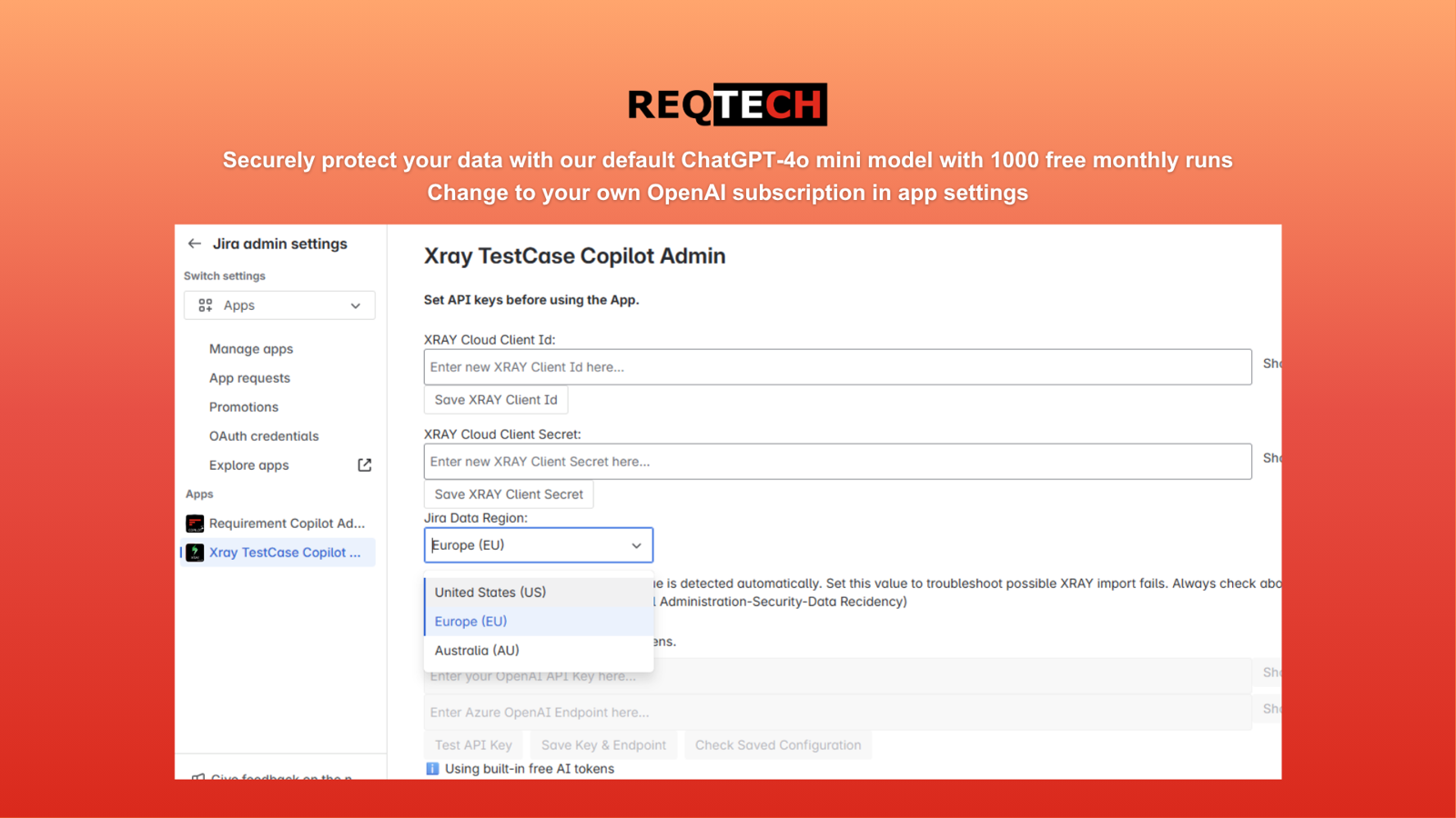 Secure by default: 1000 free monthly runs with ChatGPT-4o mini—swap to your own OpenAI key anytime in settings.