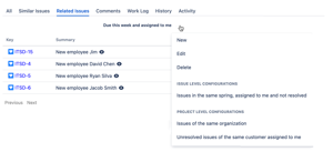 You can configure multiple issue or project level "related issues" configuration.