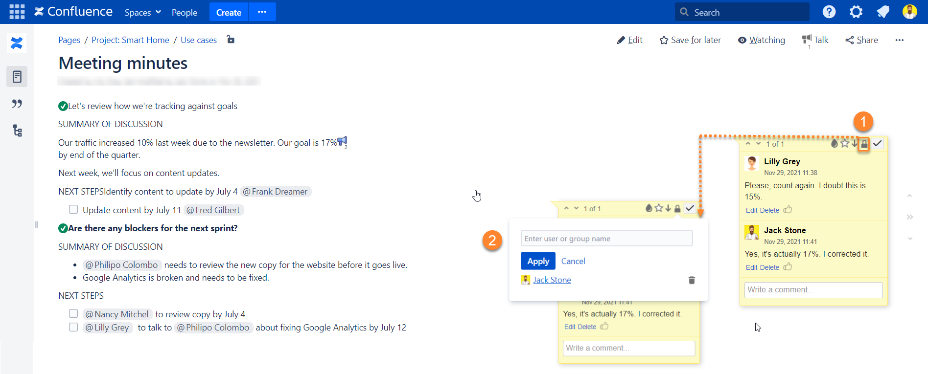 When adding talks, you can set view restrictions for talks and make them invisible to some users or user groups. In this way, you can keep private information always at hand.