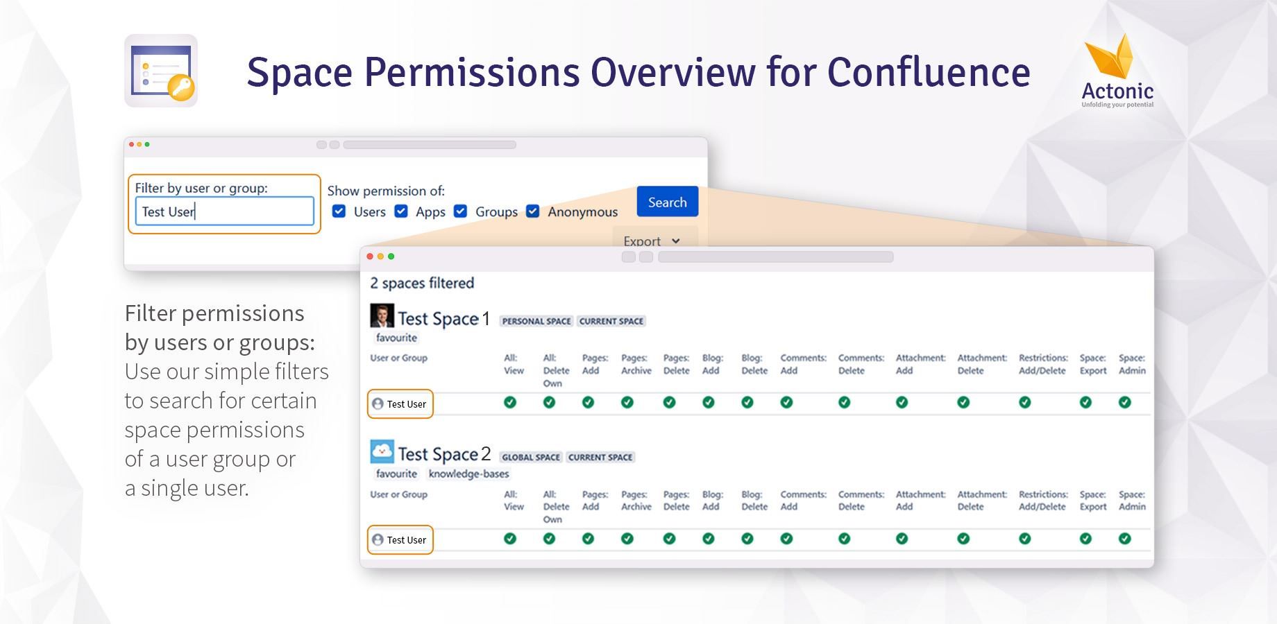 Filter permissions by users or groups