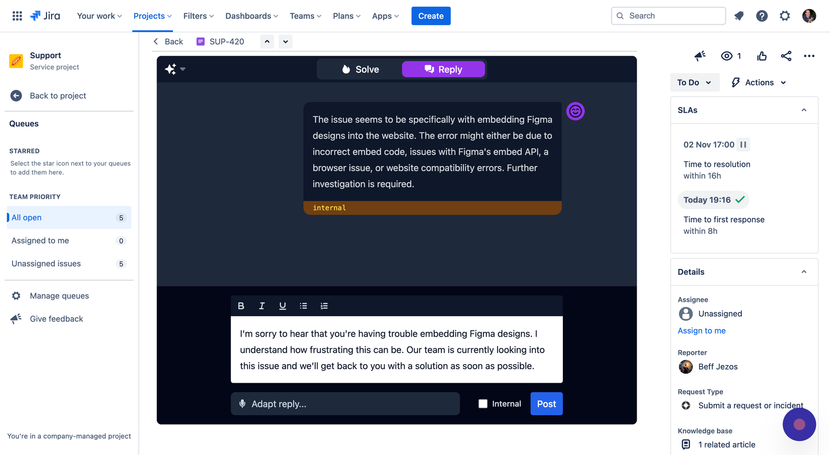 Quickly generate the perfect reply to the customer