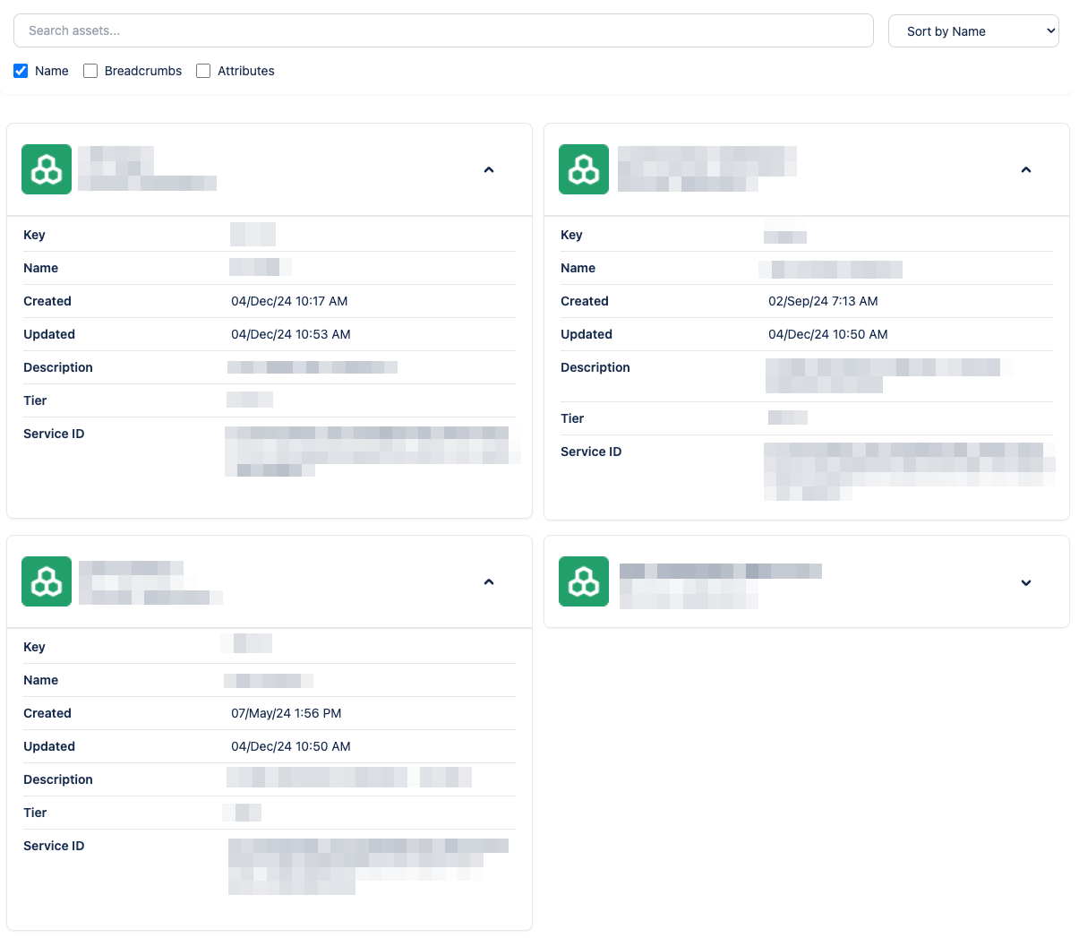 JSM Assets view