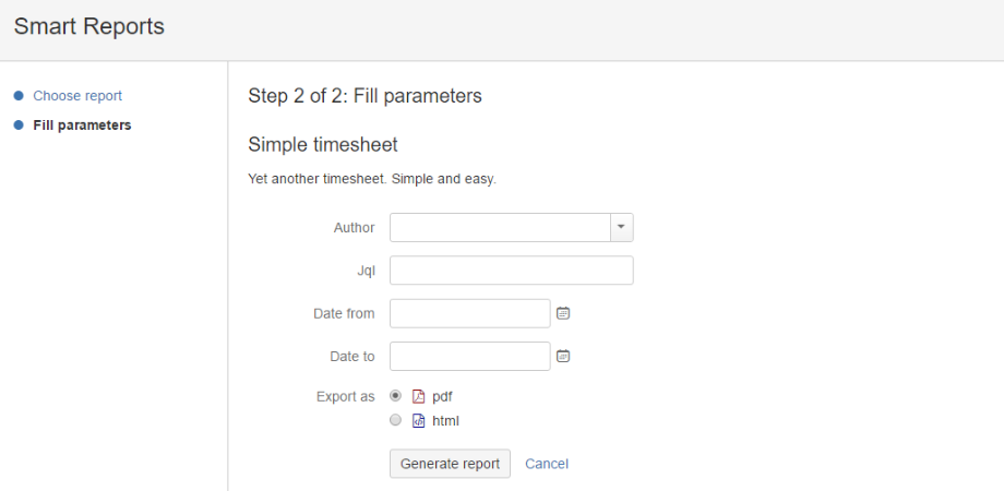 Each report has its own set of parameters.
