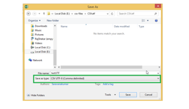 UTF-8 format is supported