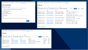 Built for compliance: an opt-in Send Log records every mail (sender, page, recipients, server, result), while an always-on Audit Log tracks each configuration change. Retention and pseudonymization are configurable.