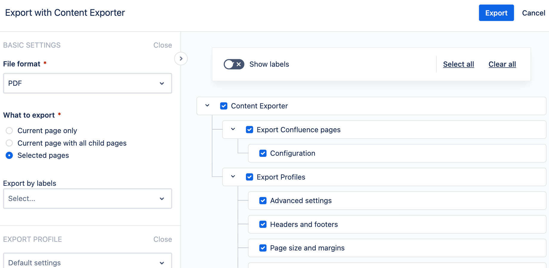 Export Filtered Page Tree