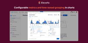 Specify which metrics to display in the report’s line chart. Group the entries by days, weeks, months, or years.