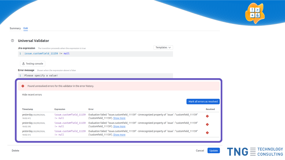 Structural errors also show up when configuring a condition or validator. When marking them as resolved, they will not show up in the global list of errors anymore.
