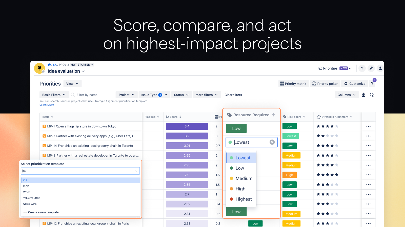 Set and score priorities using customizable frameworks like ICE or RICE. Visualize impact in real time, align teams around what matters most, and drive smarter decisions – all within BigPicture Enterprise.
