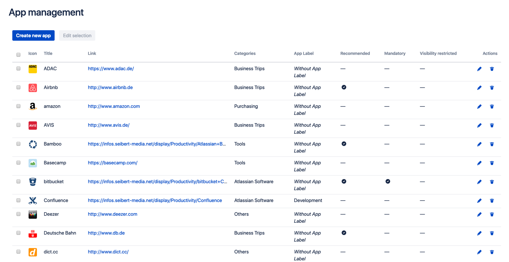 Add and manage apps in the global administration.