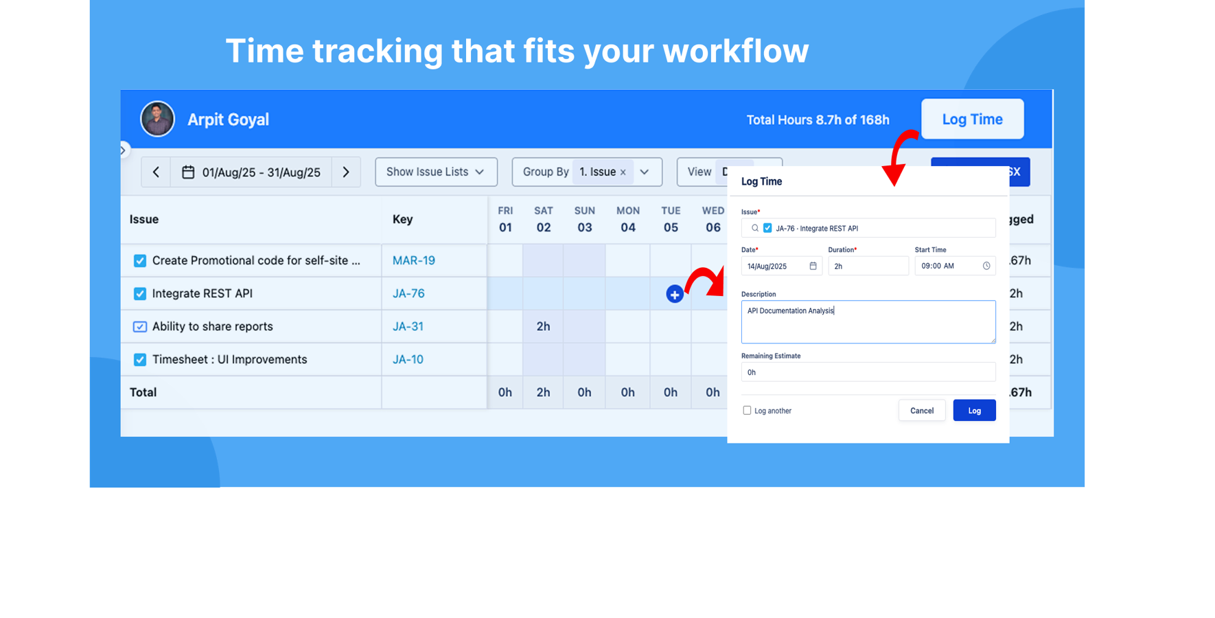 Time tracking that fits your workflow