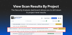 View Scan Results by Project from the Security Analysis Dashboard