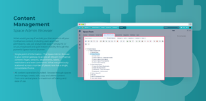 Single point of information - The Space Admin Browser is your central gateway to access all relevant Confluence content: Pages, versions, attachments, labels, restrictions and even comments.