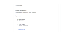 One person has answered; reminders go only to the approver still pending