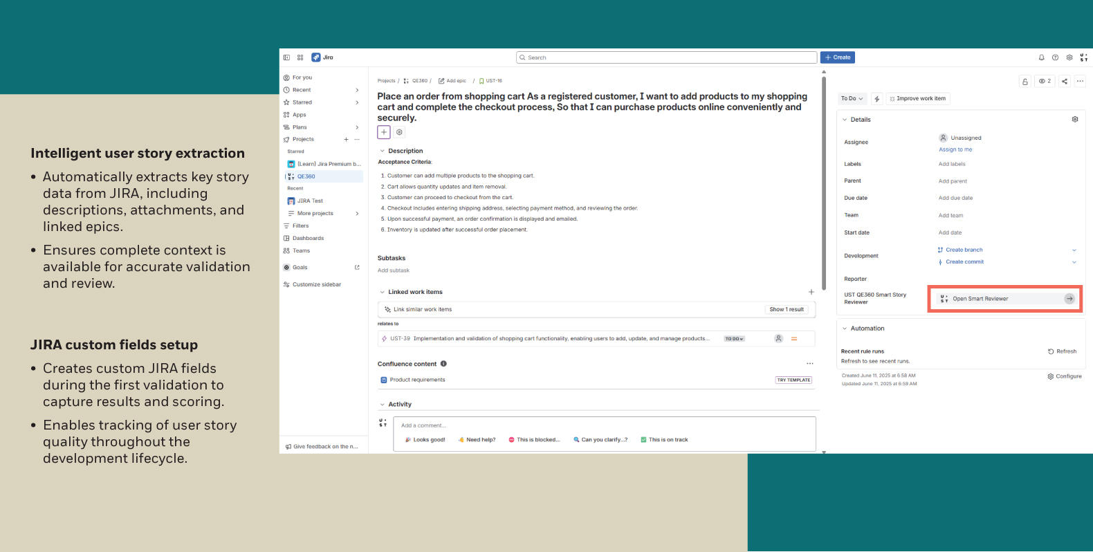 Step 1: Trigger QE Agent via JIRA plugin icon