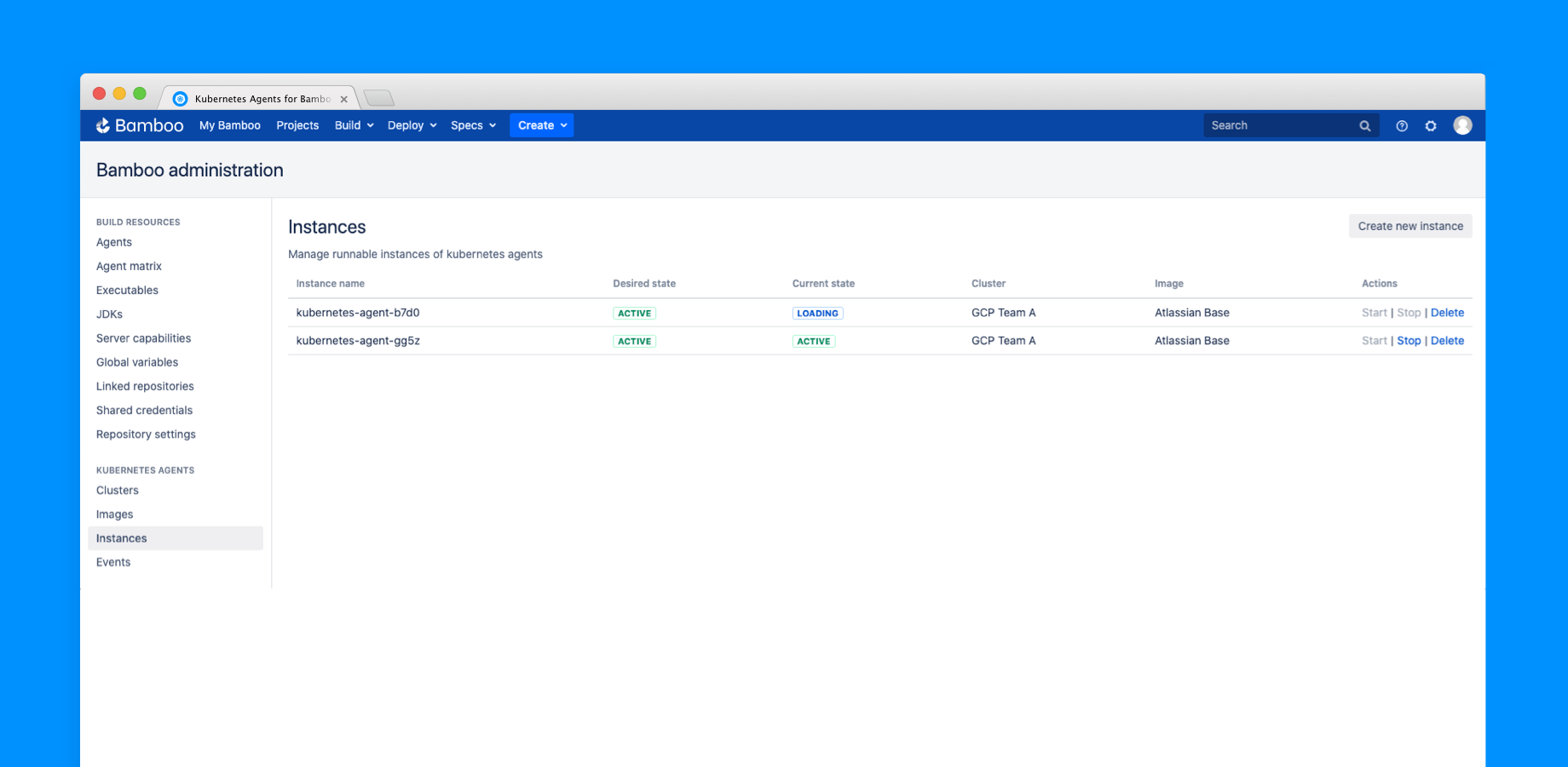 Manage the desired, and monitor the current state of instances.