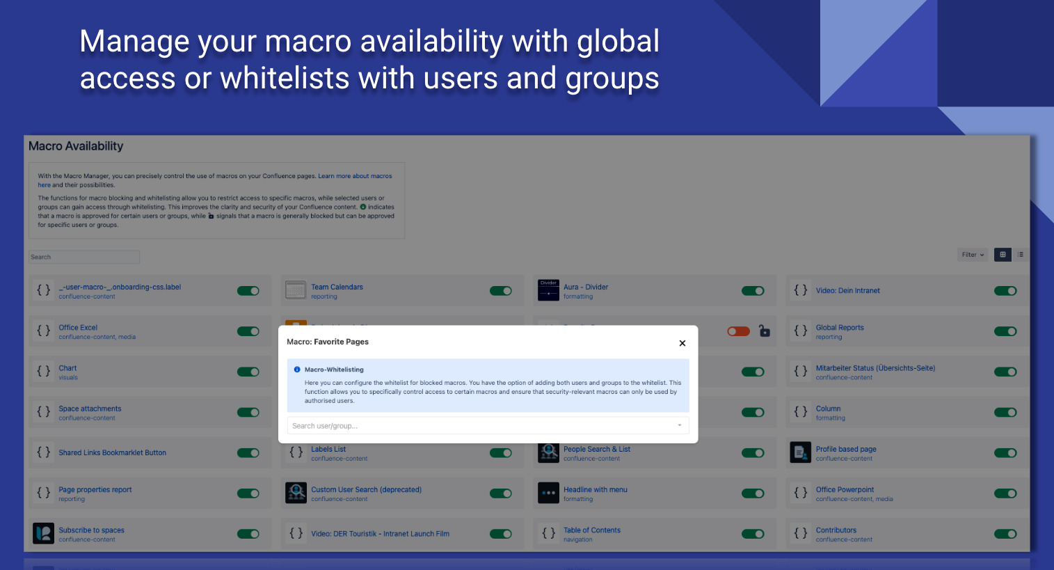 Overview of macros with actions
