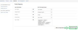 Map all the User Profile fields to the columns that you have in CSV file that contains profile information about the user. Then create them