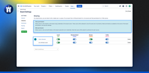 Board sharing. There are different sharing permissions: edit or view, as well as an option to share for a user or group of people.