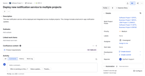 Selected projects are displayed as clickable links in the issue view for quick navigation.